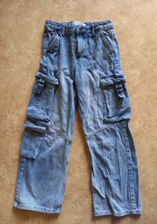 Jeans Hose Kinder Grösse 140/146 Used Look Cargo Style
