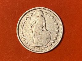 50 Rappen oder 1/2 Fr.1920 B ( Silber ) Auflage 5.4 Mio Stk.