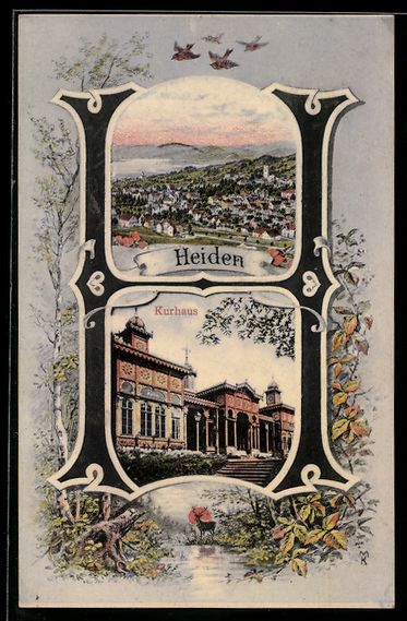 Cartoline postali: Heiden, Totalansicht auf Ort im Buchstab – Usato da Berlin venduto da bartko-reher