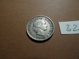 20 Rappen 1953 ss (sehr schön) erhalten