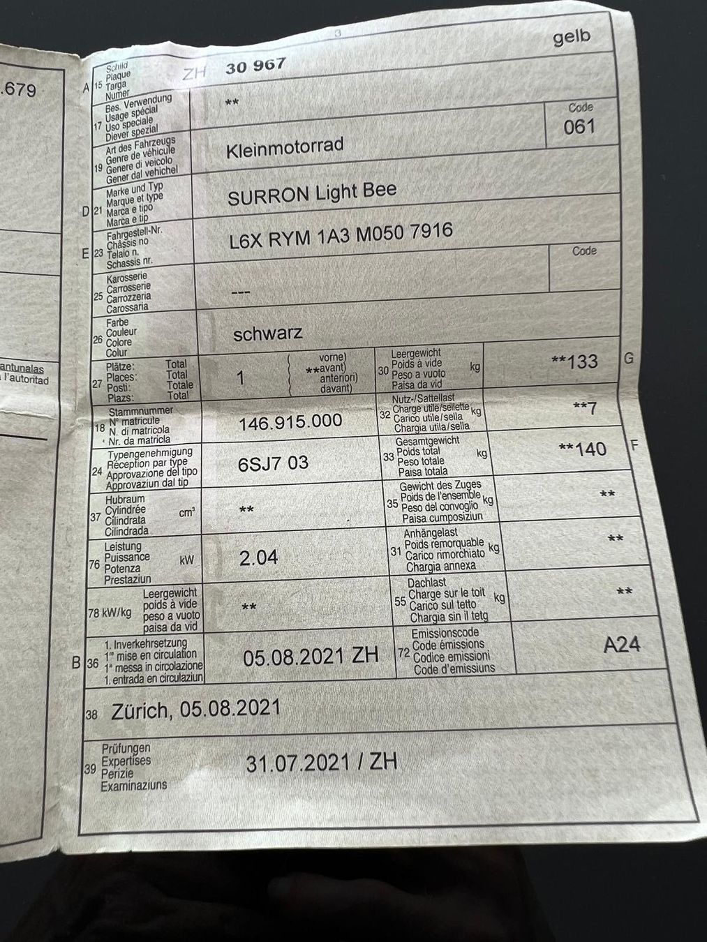 Sur-Ron Altro: SURRON Light Bee X L1E 2021 – Usato da Flurlingen venduto da chigi13 7