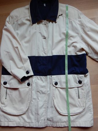 klassiche Jacke - Baumwolle beige-blau 'L mit vielen Details