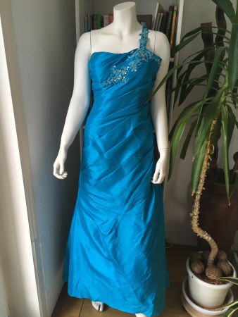 Türkis blau Abendkleid Brautjungfer mit Pailletten Gr. 36