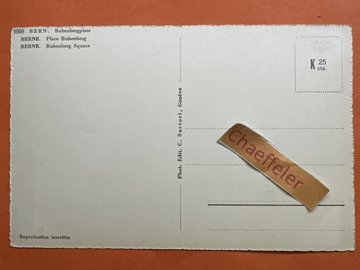 Ansichtskarten: 9508 Bern, Bubenbergplatz – Gebraucht aus Zürich von Chaeffeler 1