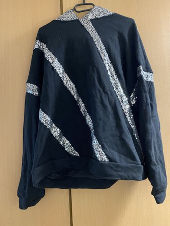 Schwarzer Glitzer Hoodie, Gr. XXL, perfekt für die Party!
