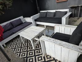 Gartenlounge Set weiss, mit Kissen gebraucht