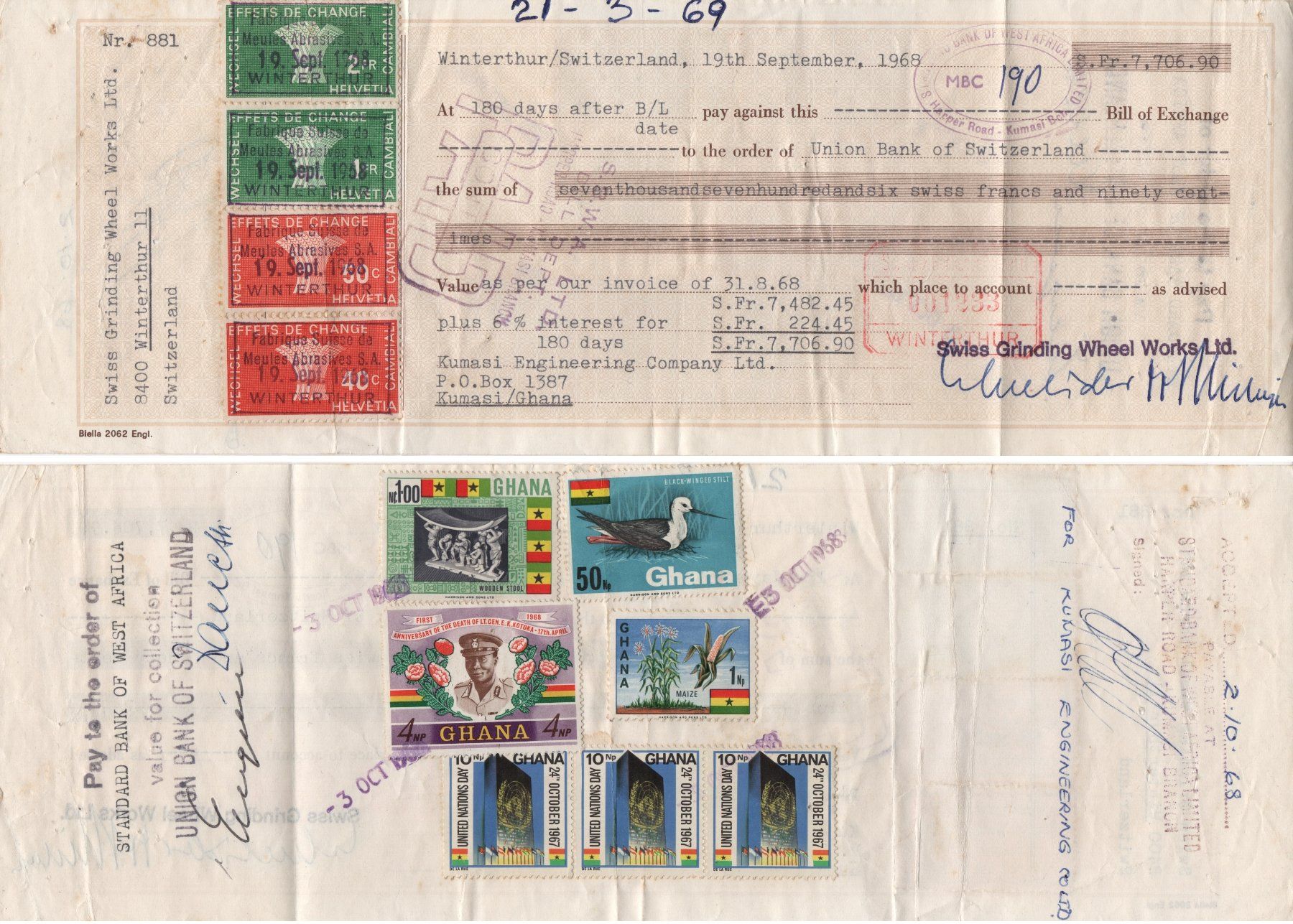 Alle Briefmarken: Fiskalmarken Dokument der Schweiz – Gebraucht aus Eglisau von Chperfins