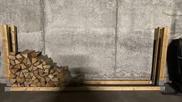 Brennholzregal / Kaminholzregal aus Holz 2.50 m + Restholz