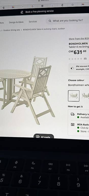 Ikea Set di tavolo e panche: Bondholmen Outdoor Dining table and three chairs – Usato da Altdorf UR venduto da ple_y5zk 2