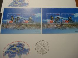 Block Veloland Schweiz 2004, 2 FDC, 2 versch. Farben