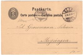 seltener kleiner MEIRINGEN Stempel auf Ganzsachen-Postkarte