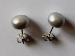 Süsswasser Perlen Stecker Silber rhodiniert 925