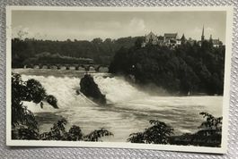 ANSICHTSKARTE RHEINFALL MIT EISENBAHN