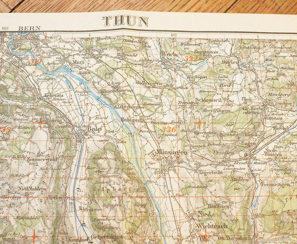 Cartine & Atlanti: Topographische Karte Thun 1934 – Usato da Bern venduto da Maccalvin 4