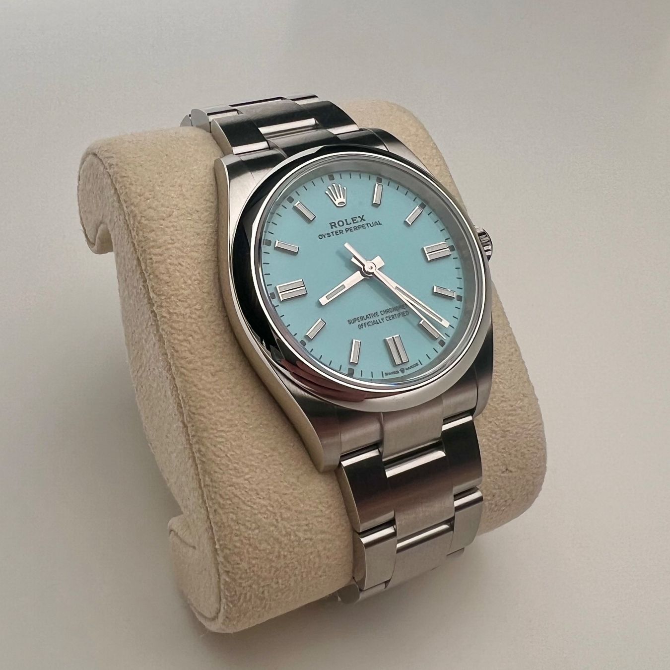 Rolex Uhren: Rolex Oyster Perpetual 36 Tyffany Full Set – Neu und originalverpackt aus Grand-Lancy von Zephyr.26 4