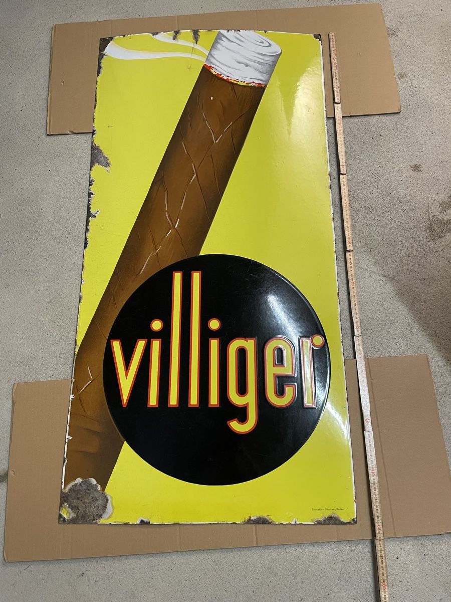 Schilder: Emailschild Villiger XXL – Gebraucht aus Mühlrüti von Chalberchue 1