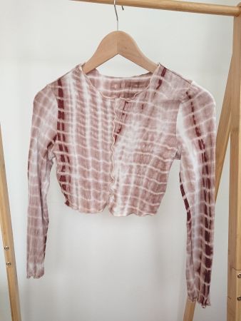 Damen Festival Langarmshirt SHEIN Gr. XS/S Beige Braun