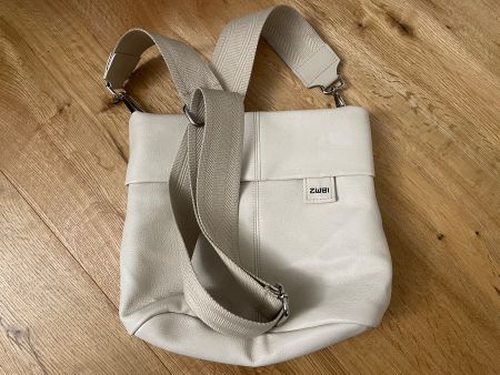 Zwei Tasche hellbeige Kunstleder gebraucht guter Zustand
