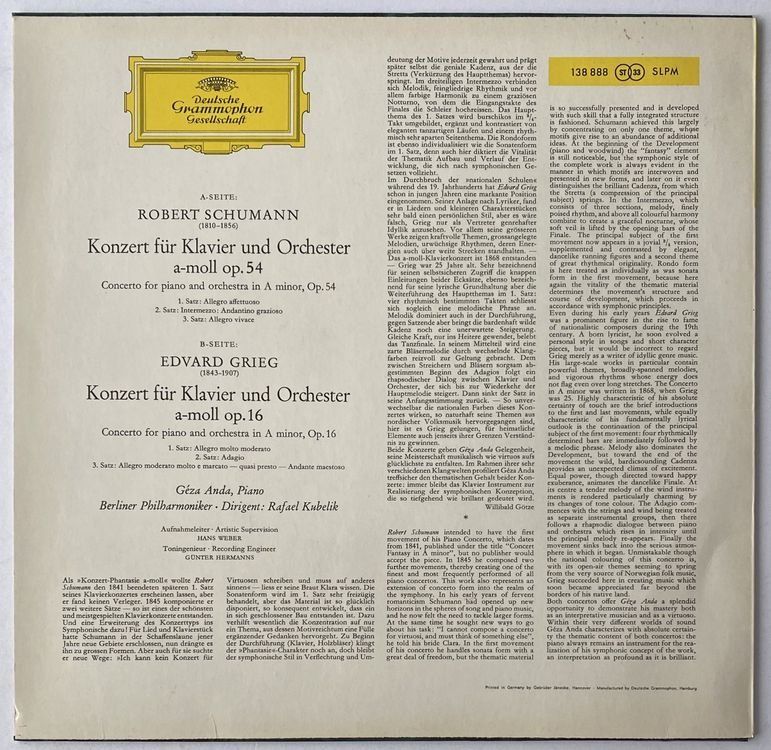 Dischi in vinile: Robert Schumann, Edvard Grieg, Géza Anda, Rafael Kubelik... – Usato da Flums venduto da Empe1 1