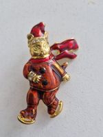 Lustige Weihnachtsbrosche, goldfarben mit Katzengesicht