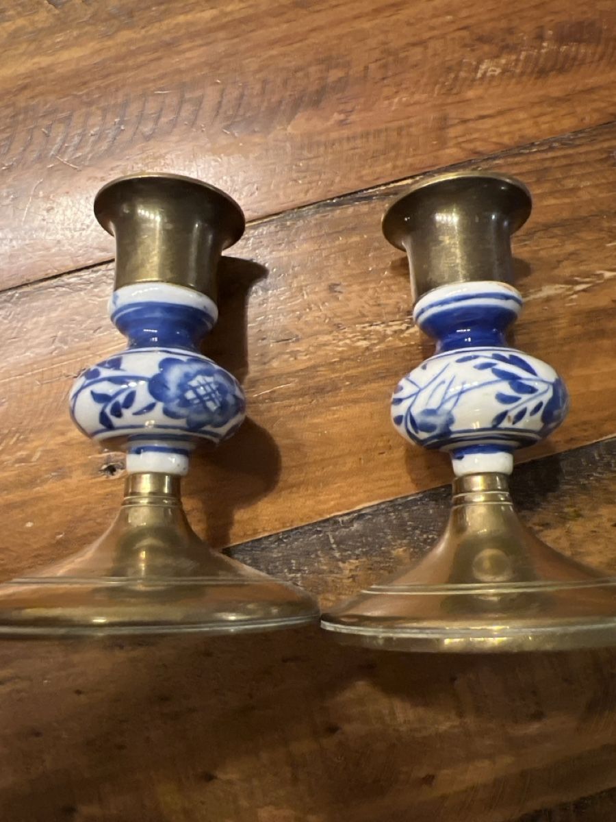 Kerzenständer: 2 Kerzenständer Messing, Keramik, Vintage – Gebraucht aus Bolligen von Solina12 1