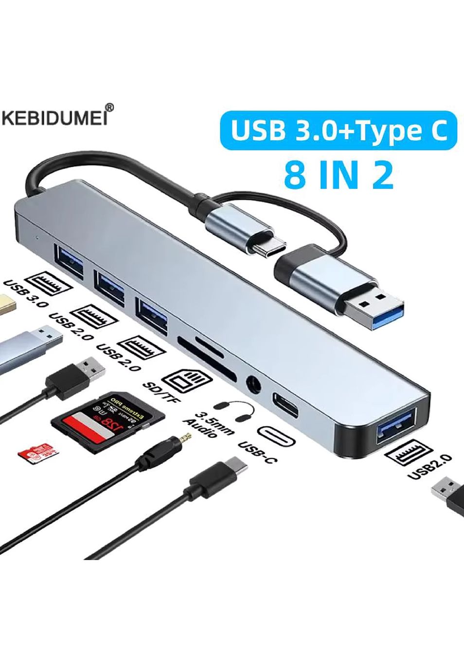 Docking station: USB 3.0 Typ C Adapter Docking Ststion USB 2.0 Port TF SD – Nuovo e nell'imballaggio originale da Dällikon venduto da spo-eletronics-ch