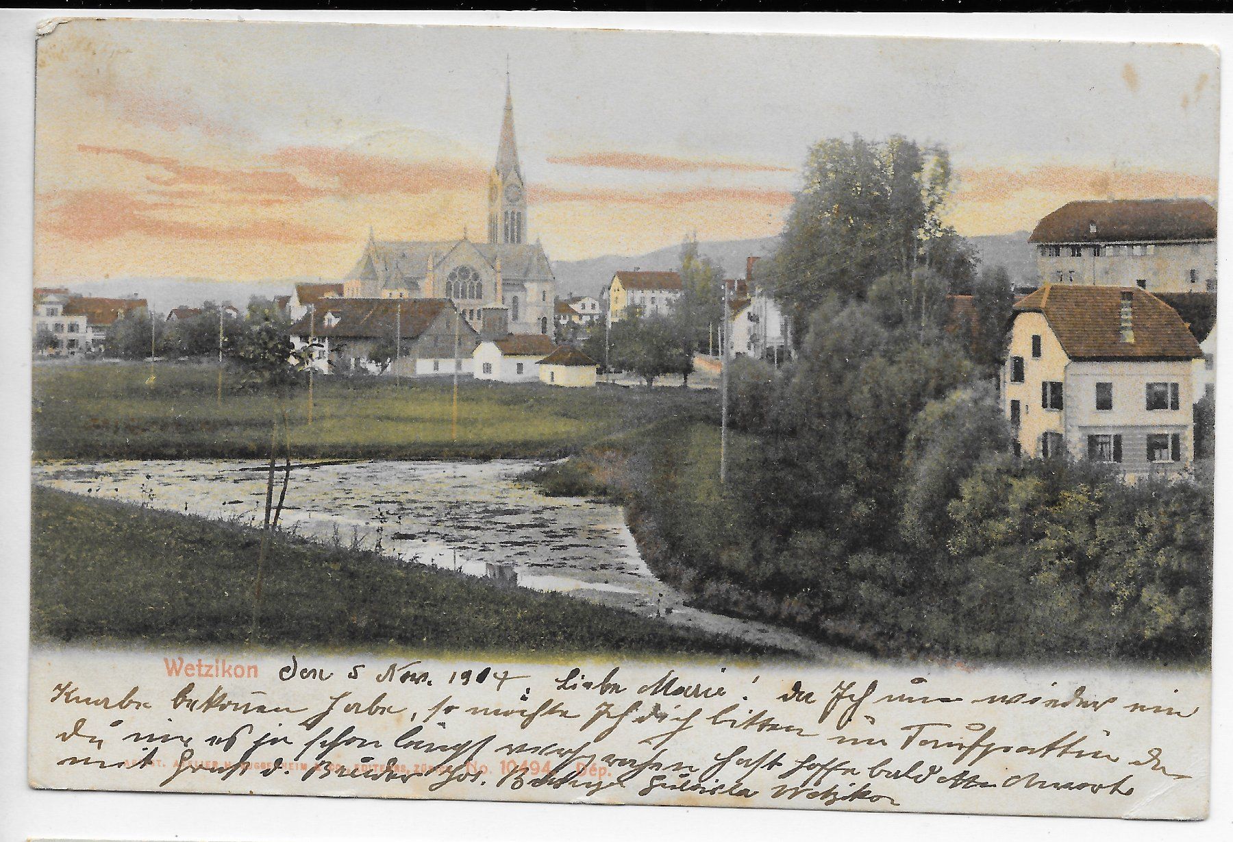 Cartoline postali: Teilansicht von Wetzikon um 1904 – Usato da Hefenhofen venduto da Richsalz