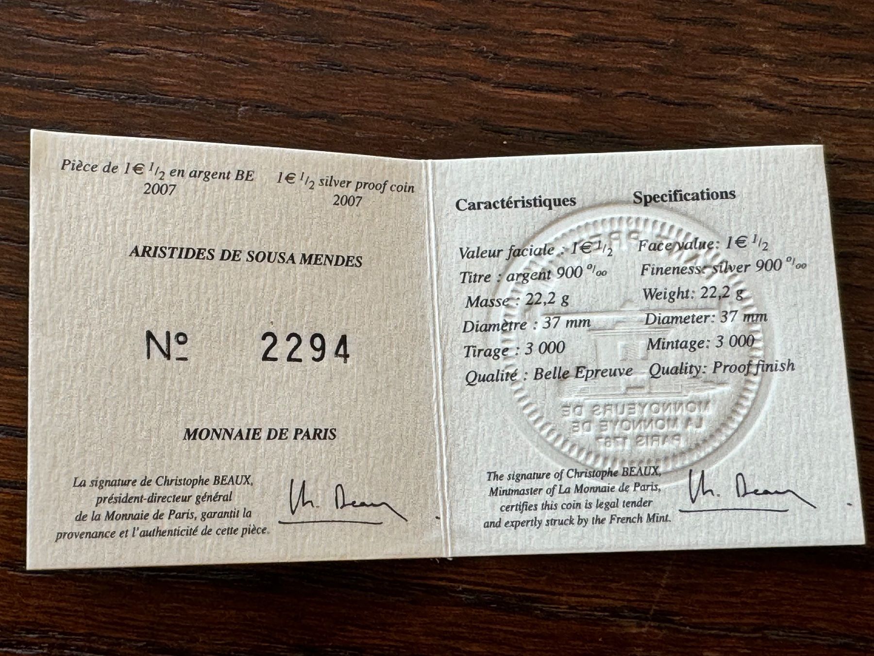 Tutti le monete: 1.5 Euro de Sousa Mendes 2007 – Usato da Meilen venduto da coins4sale 3