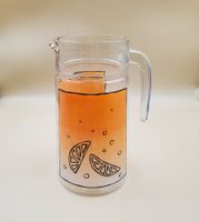 Carafe en verre décor orangeade vintage 70's