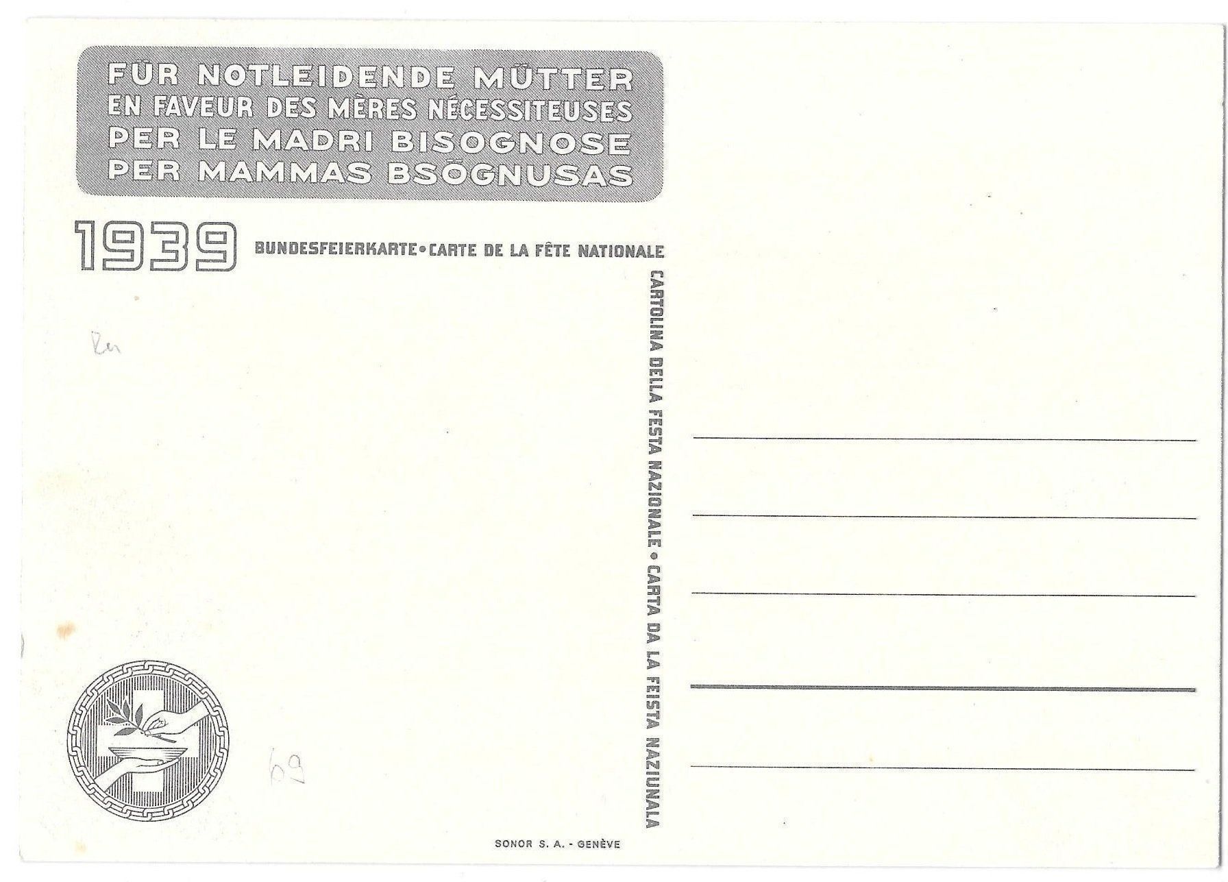 Tutti i francobolli: Bundesfeier-Postkarte Nr. 69 ** 1939 – Nuovo (secondo la descrizione) da Olten venduto da clotaldi 1