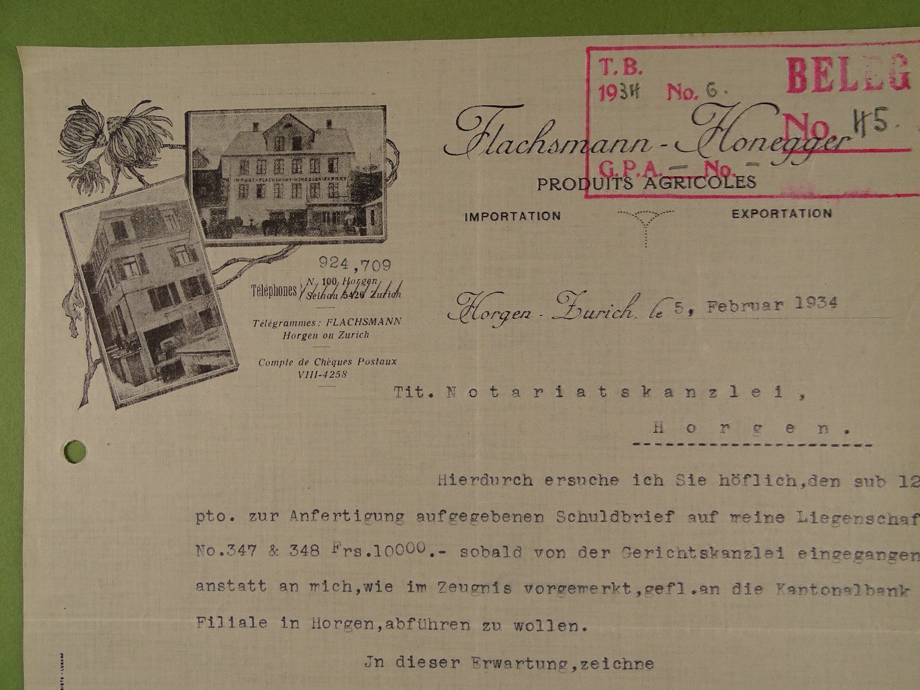 Foto & Immagini: ILLUSTRIERTER BRIEFKOPF HORGEN 1934 – Usato da Grüningen venduto da Kartensammler 1