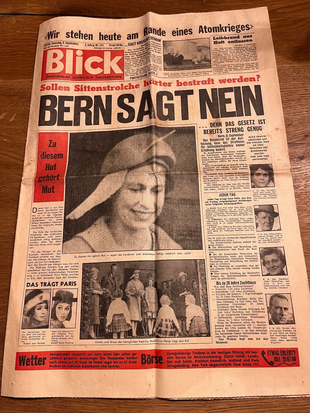 Riviste & Magazine: Blick Tageszeitung 9. September 1961 – Usato da Spiez venduto da _silvio_99