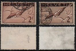 1930/35 POSTA AEREA 2 Fr d.br/hellbr. SBK F13+z O cv 170 CHF
