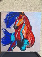 Abstraktes Bild Pferd bunt Acryl auf Leinwand 2021