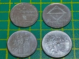 Münzsammlung Italien 4 verschiedene 100 Lire
