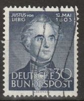 BRD 1953, 30 Pfg, blau, Justus Liebig, gestempelt
