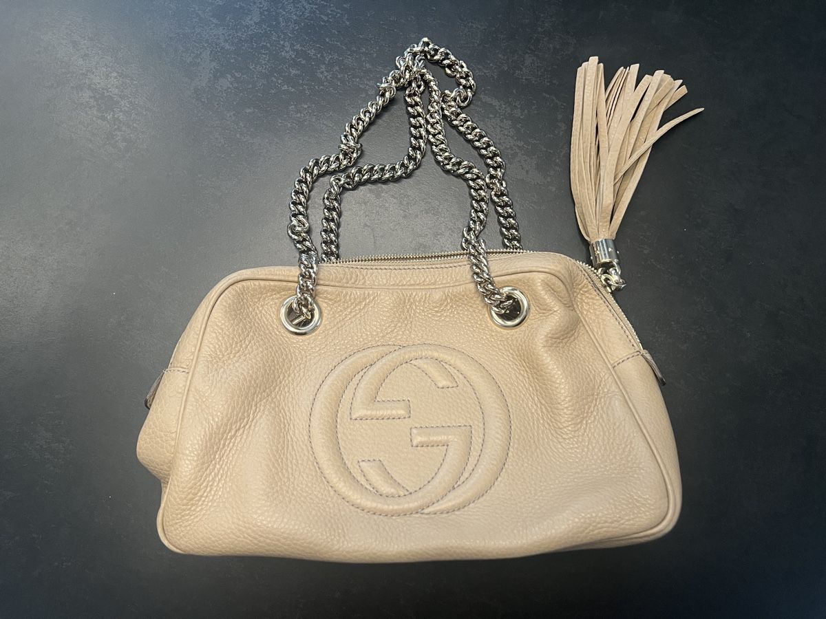 Gucci Borse da donna: Gucci Soho Double Chain Bag Beige Leather – Usato da St. Gallen venduto da ProtoPlex