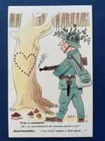 Lustige alte MilitärPostkarte - Scharfschütze mit Herz-Motiv