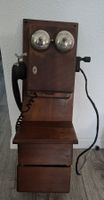 antikes Wandtelefon aus Holz / Kurbeltelefon mit Funktion