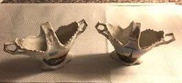 2 Stück, hübsche, kleine Körbchen mit Souvenir-Motiven