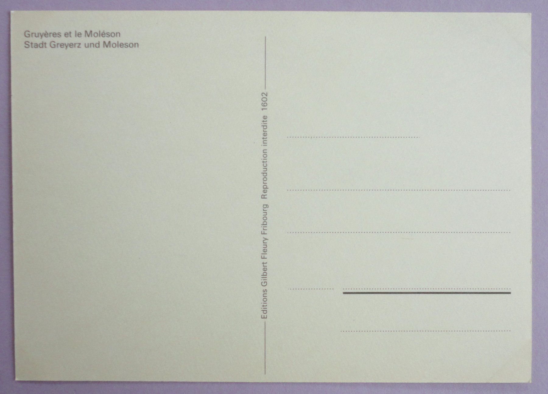 Cartoline postali: Gruyères et le Moléson – Usato da Fétigny venduto da Billy2miny 1