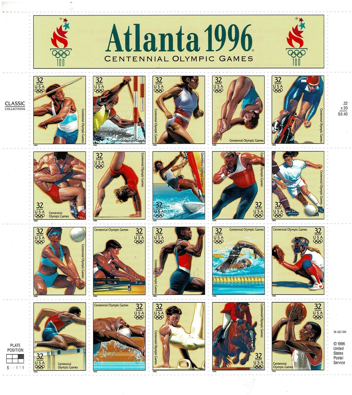 Alle Briefmarken: Atlanta 1996 1 KB ** – Neu (gemäss Beschreibung) aus Lausanne von Whorvath