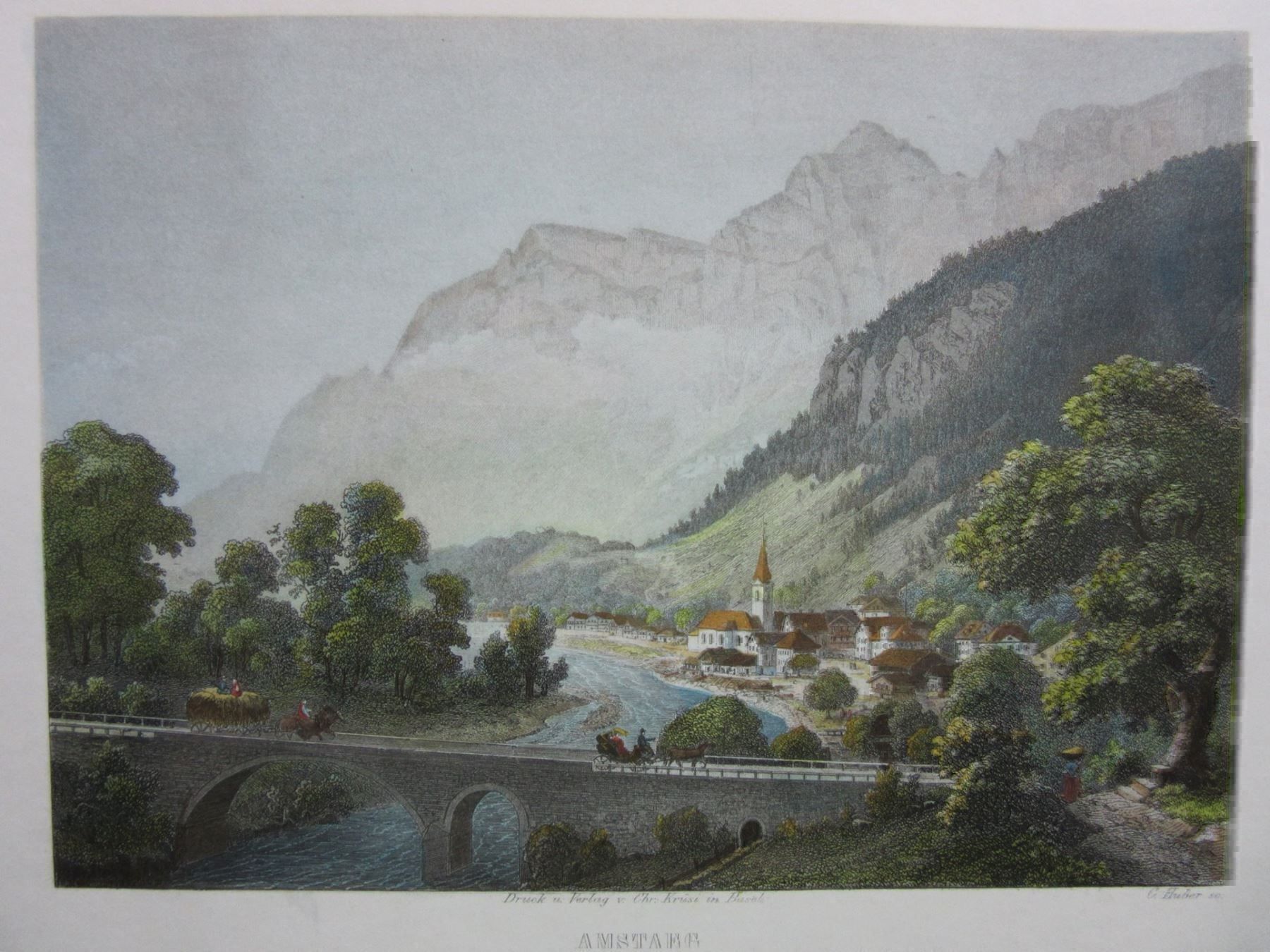 Incisioni: AMSTEG /STAHLSTICH KOLORIERT – Usato da Gersau venduto da grafik-kunst