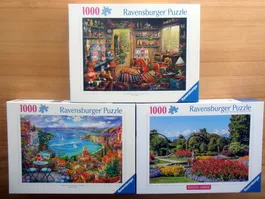 Drei Ravensburger Puzzle, je 1000 Teile