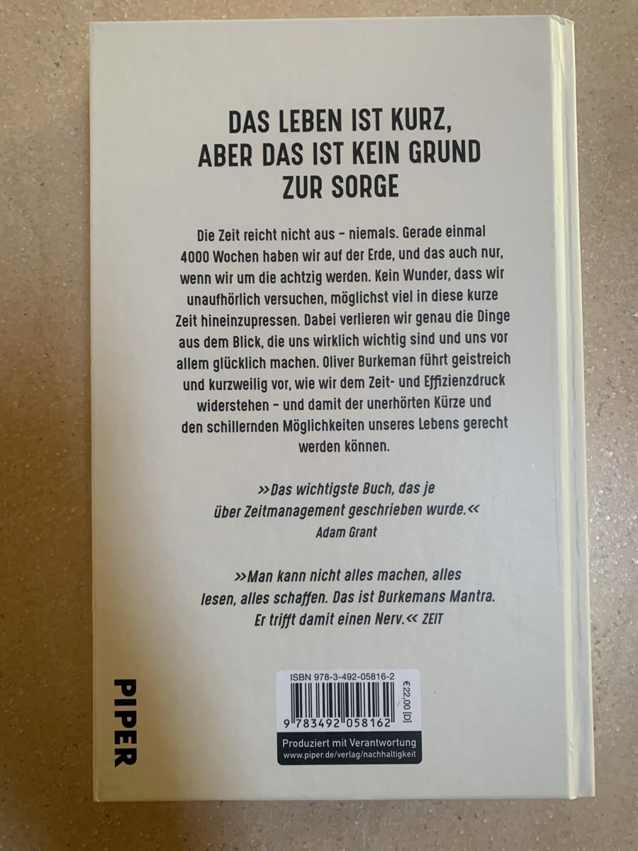 Libri: **Buch 4000 Wochen** – Usato da Ehrendingen venduto da Anni_89 2