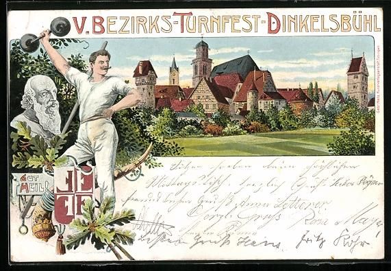 Cartoline postali: Dinkelsbühl, V. Bezirks-Turnfest, Turne – Usato da Berlin venduto da bartko-reher