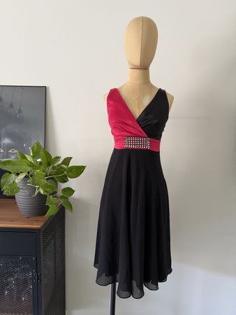 Made in Italy Abendkleid Schwarz/Fuchsia Gr. S