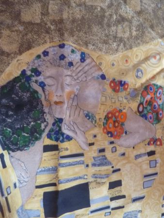 Gustav Klimt: Der Kuss, Foulard, Halstuch Schal Seide