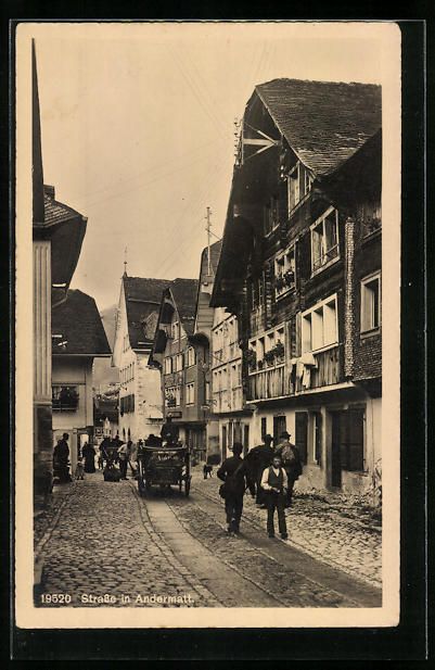 Cartoline postali: Andermatt, Fuhrwerk auf einer belebten S – Usato da Berlin venduto da bartko-reher