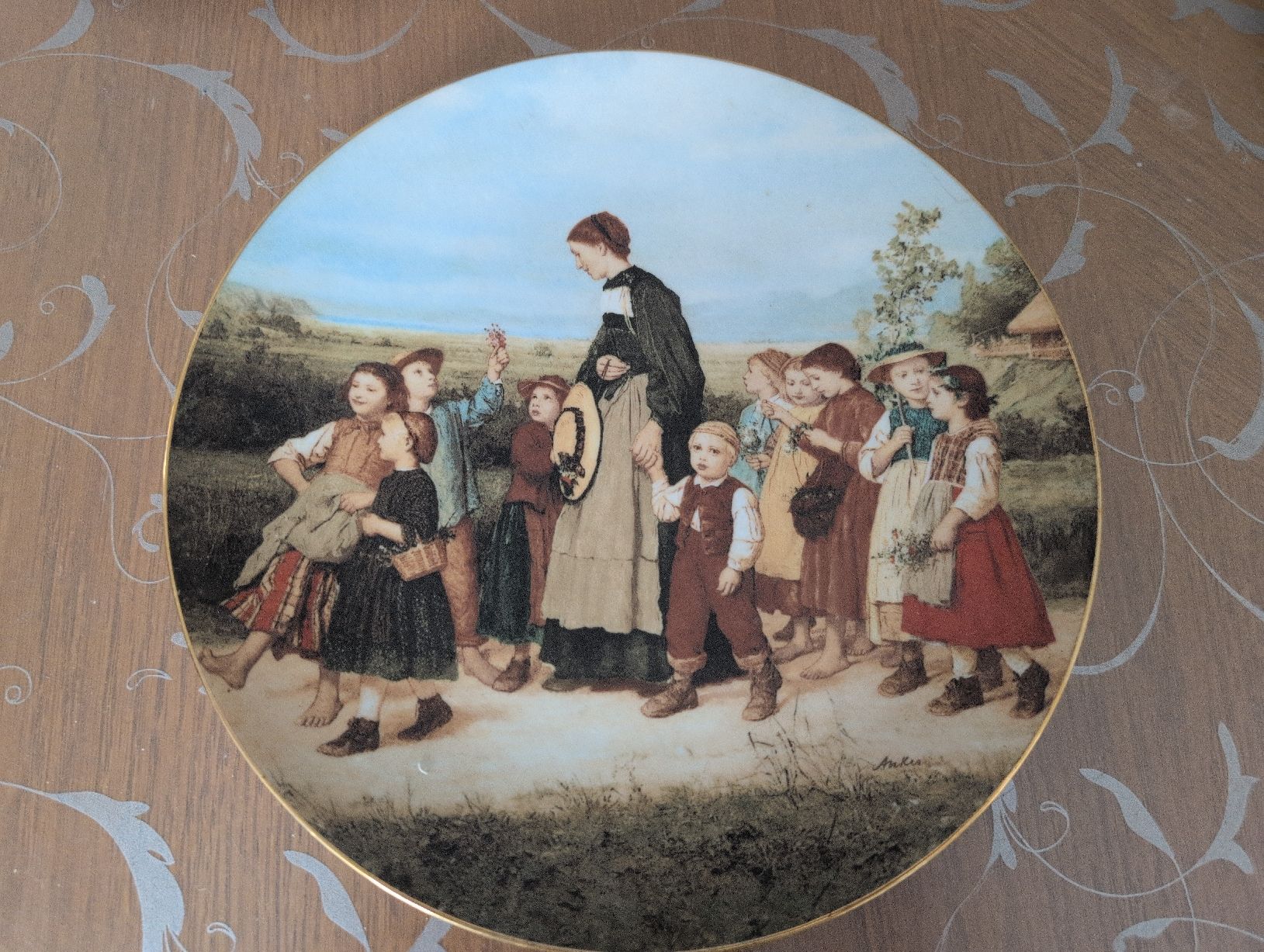 Piatti: Assiette décorative de 1987 "Schulspaziergang" – Usato da CORMINBOEUF venduto da savaja